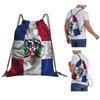 Dominican Republic Flag Backpacks Portable Drawstring Bundle Pocket Sports Bag Book Bags for Travel School