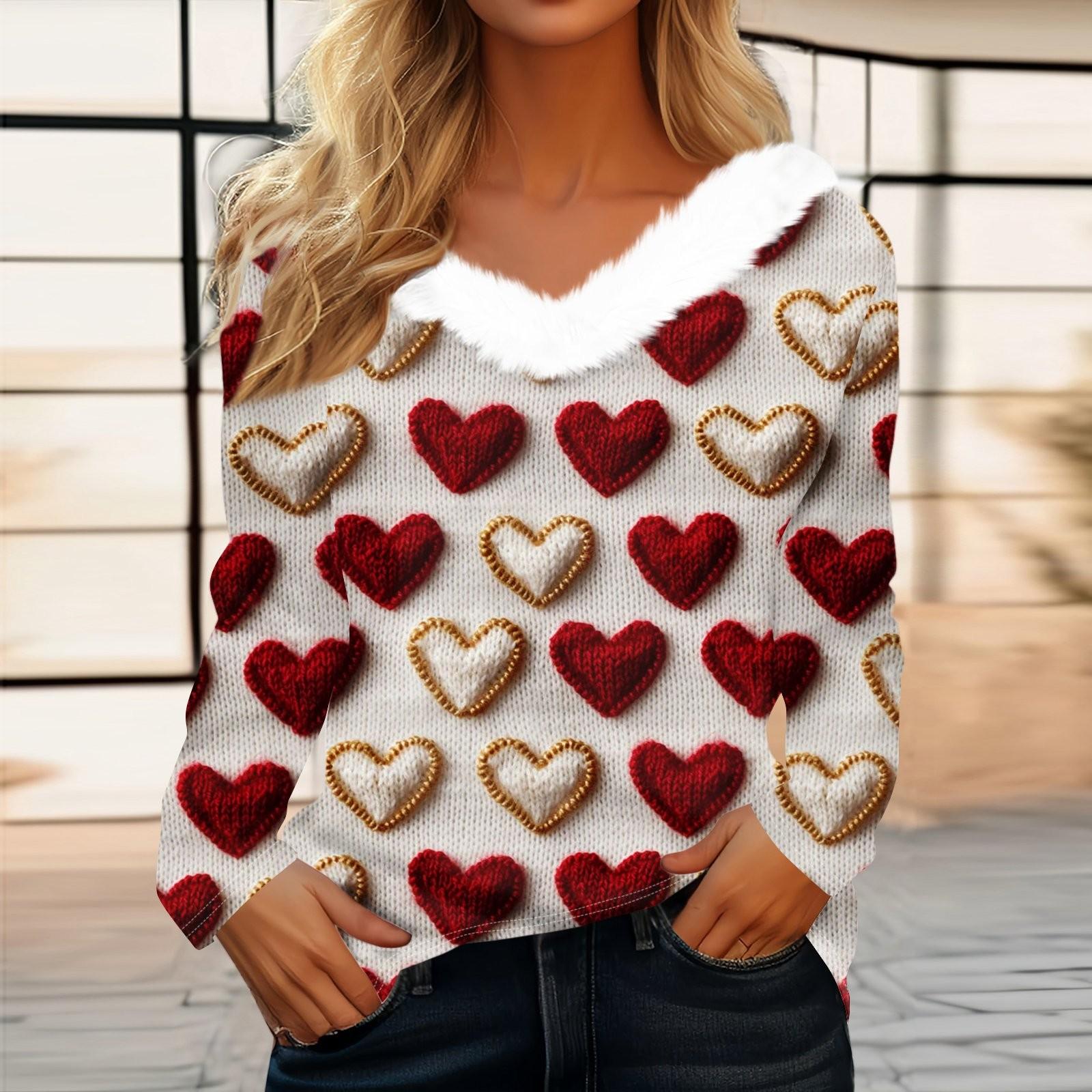 

Женский топ с V-образным вырезом и длинными рукавами в виде сердца ко Дню святого Валентина XXXL хаки