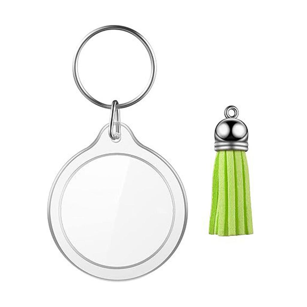 Pack of 50 Acrylic Round Frame Keychains Round Key Rings Jewelry Blank Photo Frame Keychain Ornament DIY Kit