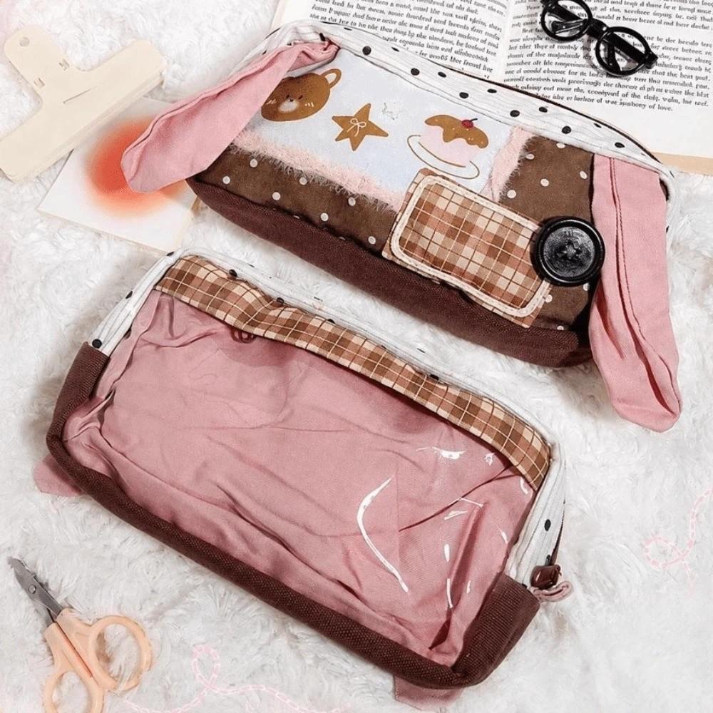 Handmade Rabbit Ears Pencil Pouch Large Capacity Cute Pen Storage Case School Student