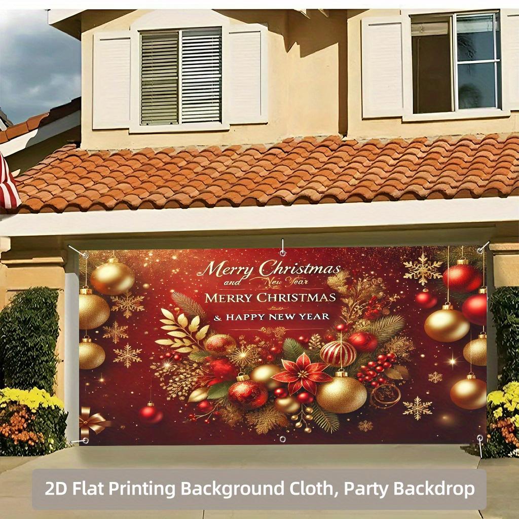 2D door banner, 1 piece Christmas New Year background banner, suitable for party birthday holiday decoration