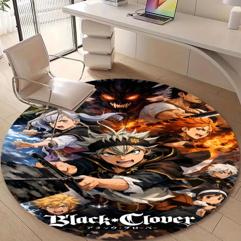 Personalized Black Clover Round Chair Office Rug - Perfect for Mat, Office Chair & More - Ideal Gift for Birthdays and Holidays