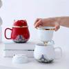 Set, Chinese Fortune Cat Tea Mug with Travel Bag, Ceramic Tea Cup with Infuser and Lid, Portable Drinkware