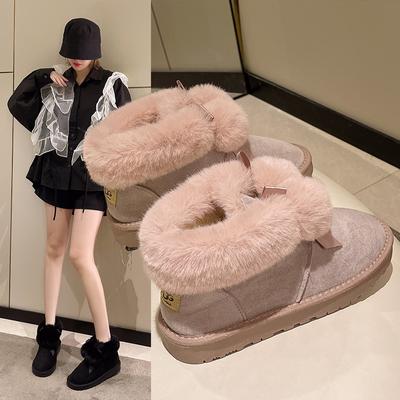 Fashion 2024 Women's Ankle Boots Suede-leather Boot Natural-fur Warm Winter Shoes Fashion Slip-on Snow Boots for Women Zapatillas Mujer