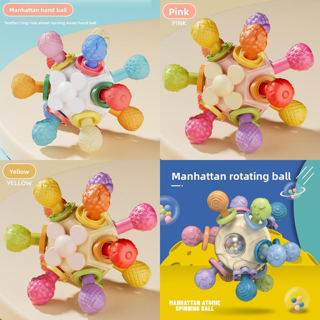 Silicone Baby Teething Toy With Grasping Ball For Infants And Toddlers