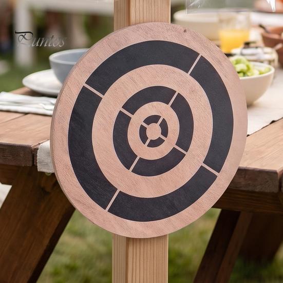 Gioco Bersaglio Lancio Ascia Kit Freccette, con Disco in Legno, 3 Asciette in Pannello di Densità, Corda, per Interno Esterno Cortile Festa di Famiglia