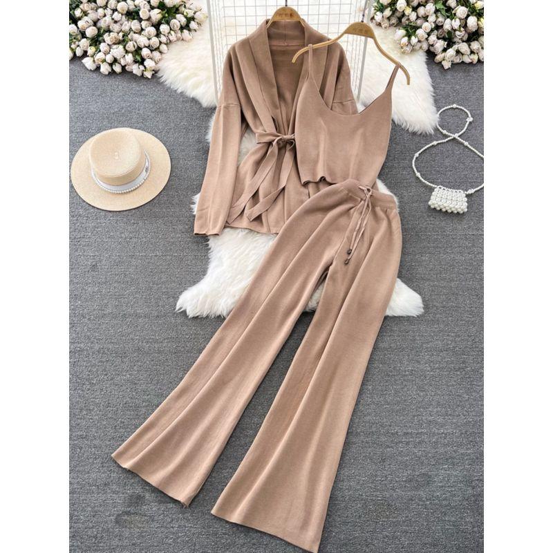 V Neck Waist Trimming Spaghetti Straps Vest Pants Fashion Suit
