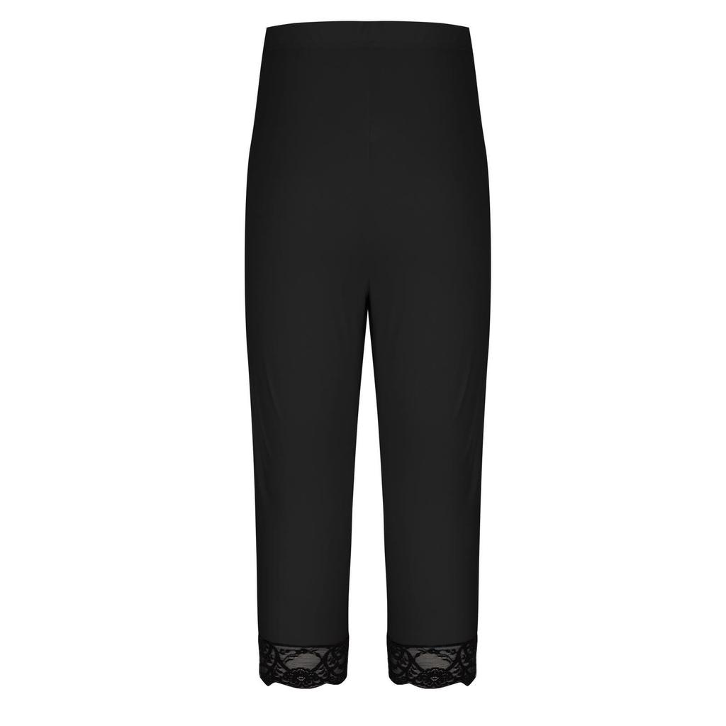 Women's Fashion Large Color Lace Splicing Bottom Pants With Elastic Waist Sports And Leisure Cropped Pants