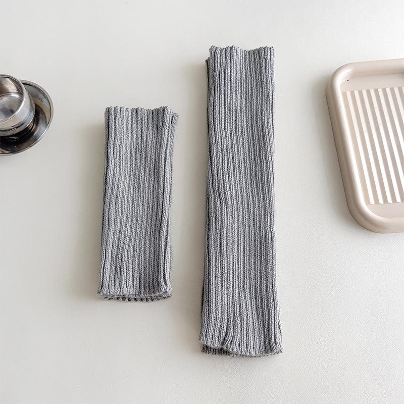 Socks Cover Stacking Socks Horizontal Machine Knitted Wool Solid Color Vertical Strip Leg Warmer Y2K Winter Leg Guard Socks