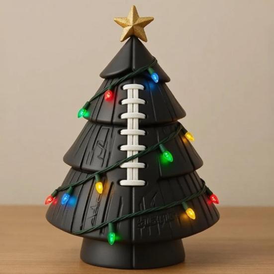 Ball Christmas Tree Ornament Fun Football Xmas Tree Decoration Basketball Tree with Golden Star Topper for Festive Holiday Decor