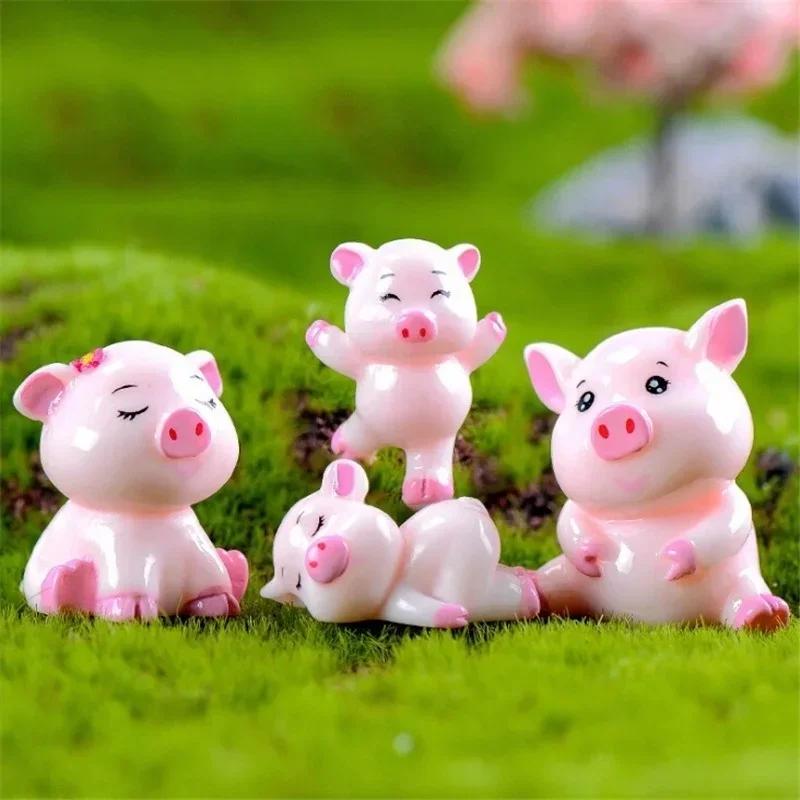 1 Set Kawaii Mini Pigs Dollhouse Fairy Garden Landscape Family Accessories Living Room Decoration