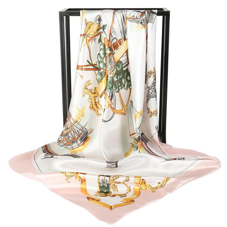 Cashew Flower Satin Square Scarf, Summer Silk Scarf, Thin Shawl, Amazon Foreign Trade Headscarf, Scarf