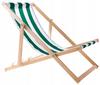 Wooden Folding Beach Garden Lounger Woodok Fabric With Green Stripes