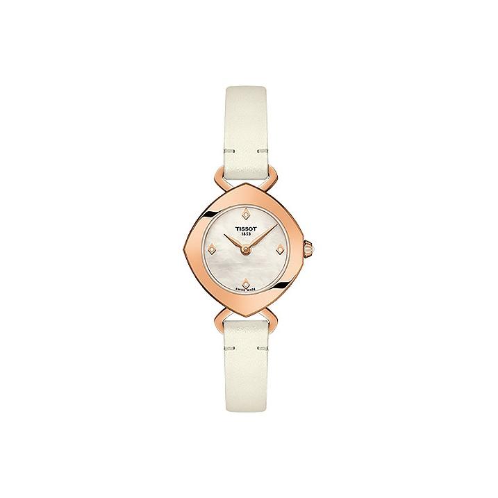 Tissot E-Ting Series Quartz Movement Simple Elegant Casual Watch Women watches Mother-Of-Pearl Stainless-Steel Leather T113.109.36.116.00 White/Mother of Pearl Dial