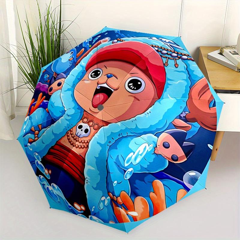 Tony Tony Chopper One Piece Automatischer Klappschirm mit stabilem Eisengestell, Tragbarer Kompakter Reiseschirm Ganzjahresnutzung Partys 0807070