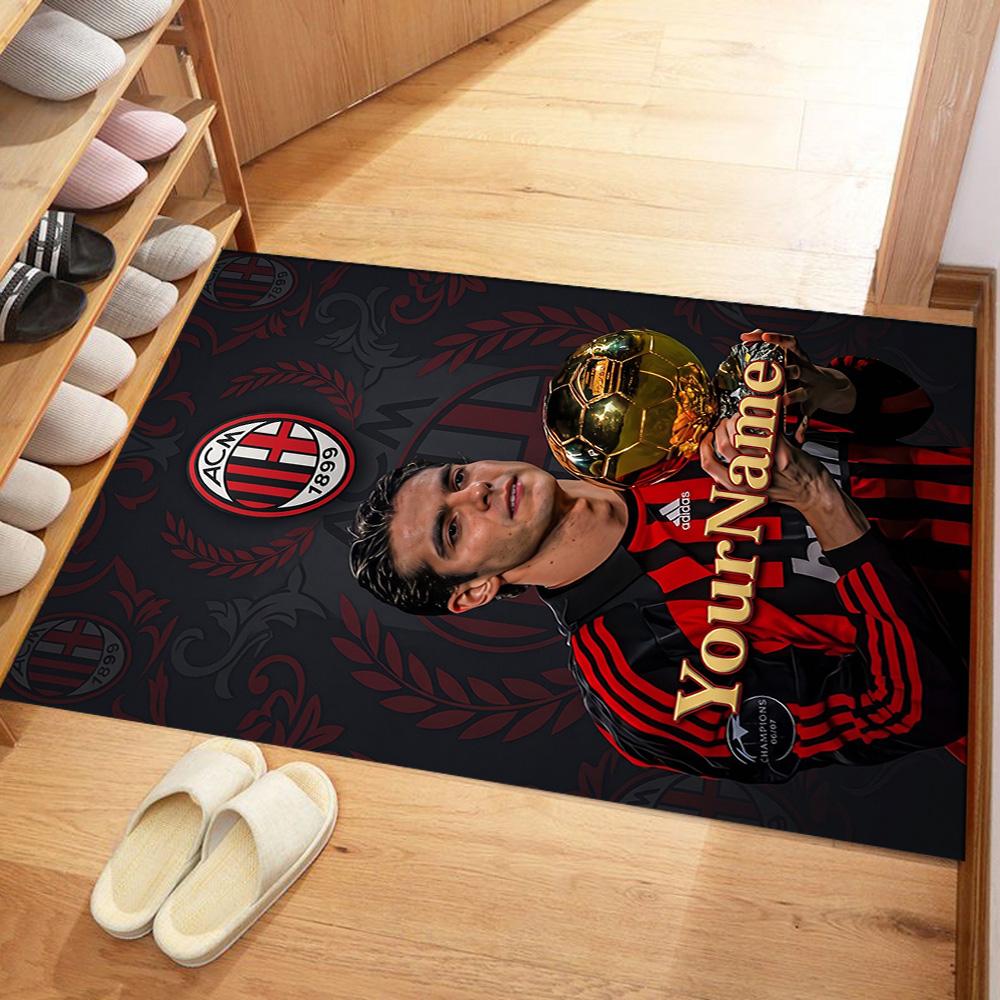 Ac Milan Customize Text Floor Rug Office Rug Perfect for Entryway Outdoor Kitchen Dining Room Anti-slip Rug Anime Office Decor