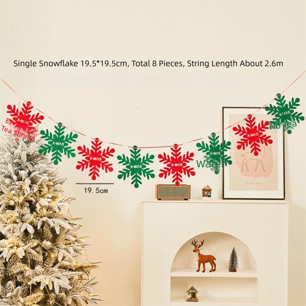 Felt Christmas Banner Elk Design Santa Design Xmas Pull Flag Hanging Ornament Red Green Felt Christmas Banner Wall Decor