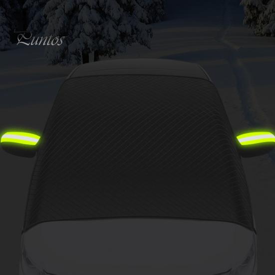 Snow Protector Universal Car Windshield Cover Thick Anti-Frost Sun Shade with Easy Install Shield Magnets & Reflective Strips All Season Protection