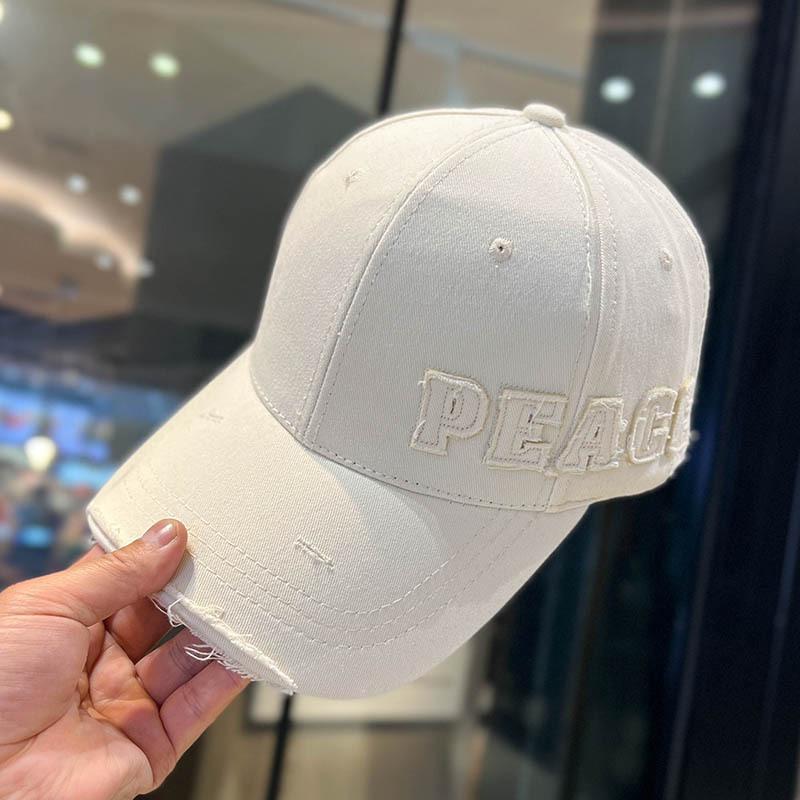 Peaked Caps, Men'S And Women'S Personalized Side Labels, Letters, Hard Top Baseball Caps, Trendy Brand Retro Holes