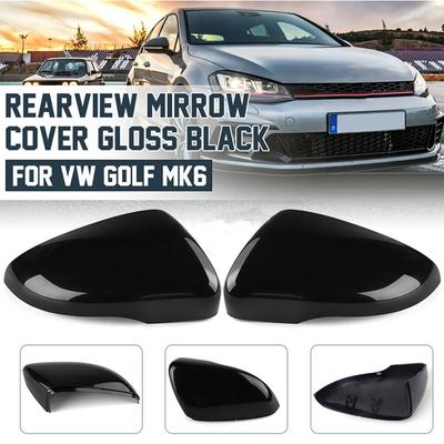 Rhyming Glossy Black Mirror Rearview Mirror Cover Wing Side Cap Fit For VW GOLF 6 MK6 GTI R GTD 2008-2013 Car