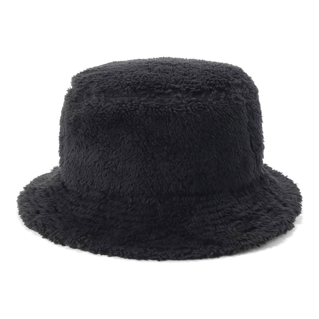 New Era BUCKET01 MINK FLEECE SOLID BLK Nerzfleece-Hut, Boa, Schwarz, M/L