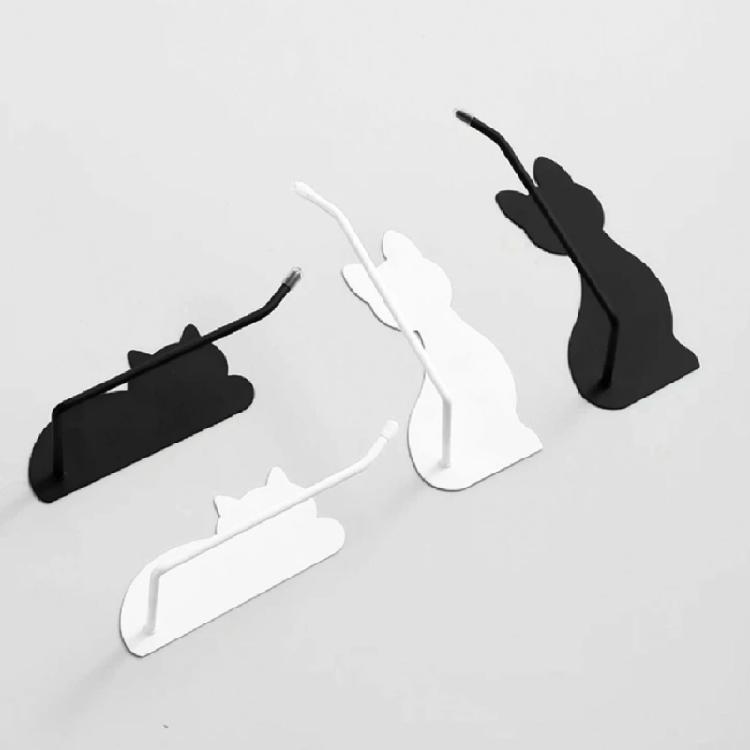 Elegant Cats Shaped Adhesive Hook Tissue Roll Dispenser For Home Office Kitchen Use Bathroom Decoration