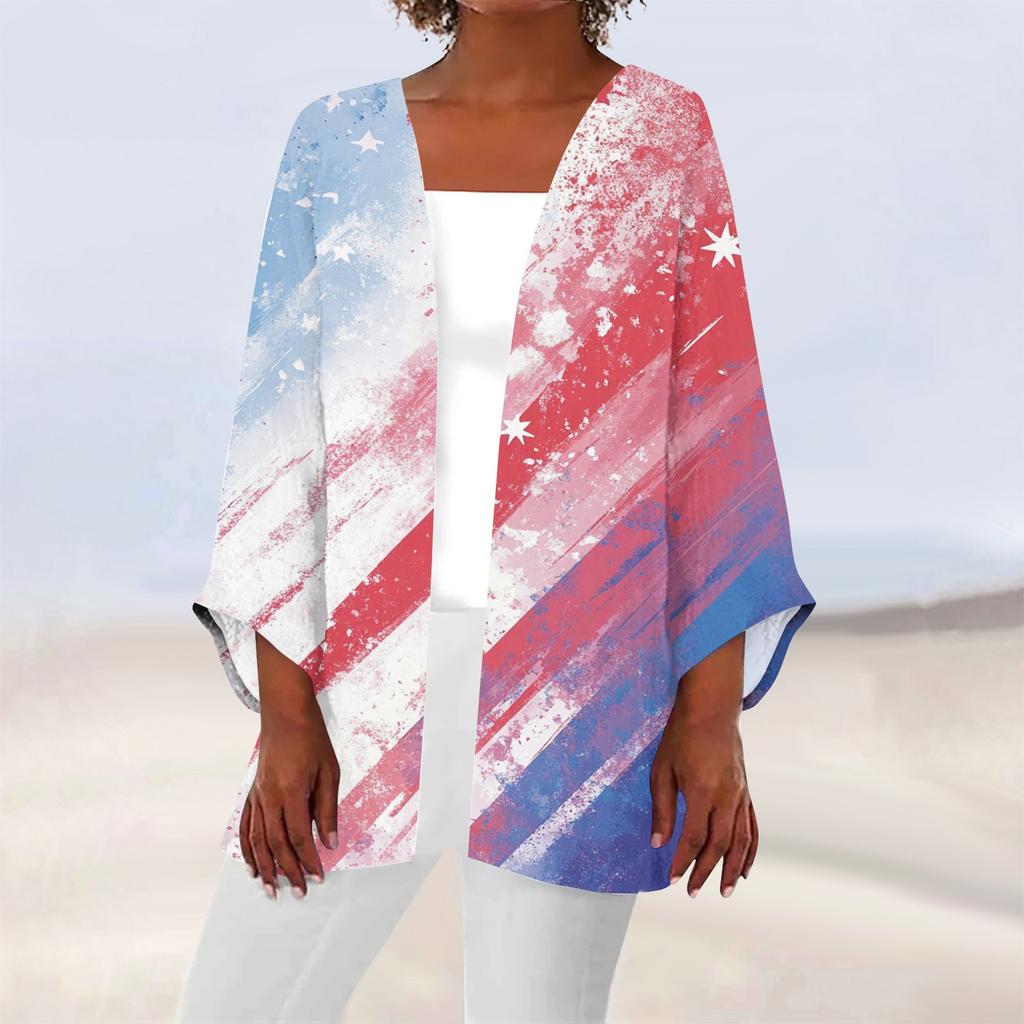 Women's Casual Fashion Printed Lightweight Mid-length Jacket Cardigan