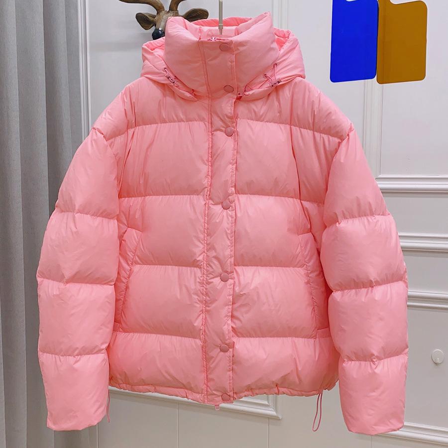 Women Down Jacket with Removable Hood Warm Autumn Winter Outwear Simple Solid Color Casual Over Size Coat
