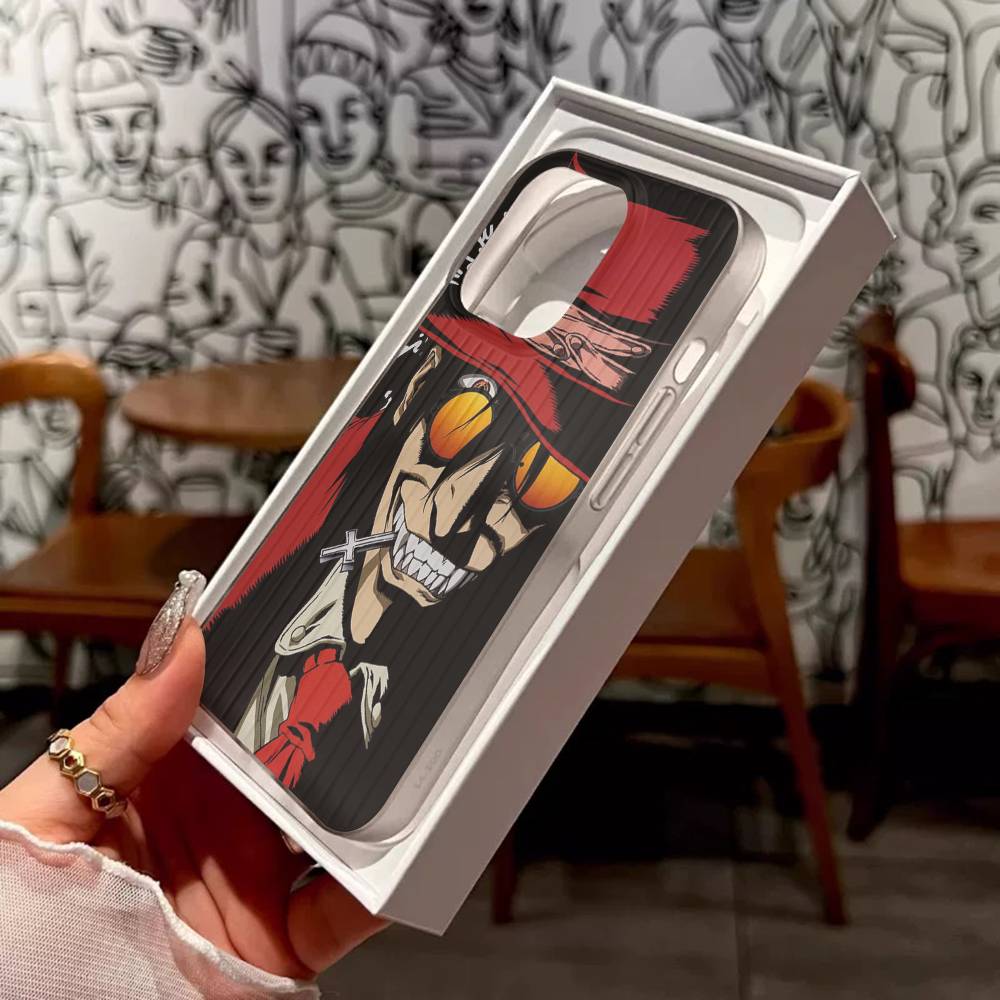 Horror Anime Hellsing For IPhone 17 16 15 Plus Pro Max 12 14 Plus 11 13 Wave Corrugated Stripe Funda Phone Cover