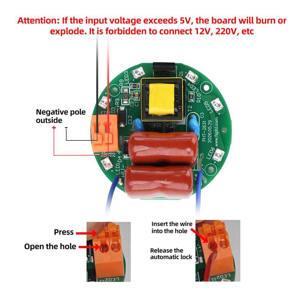 Diy Mosquito Killer Main Board With Reverse Polarity Diode Dual 4000V Capacitor Uv Led Bead Dc 3.7‑5V For Mosquito Repellent