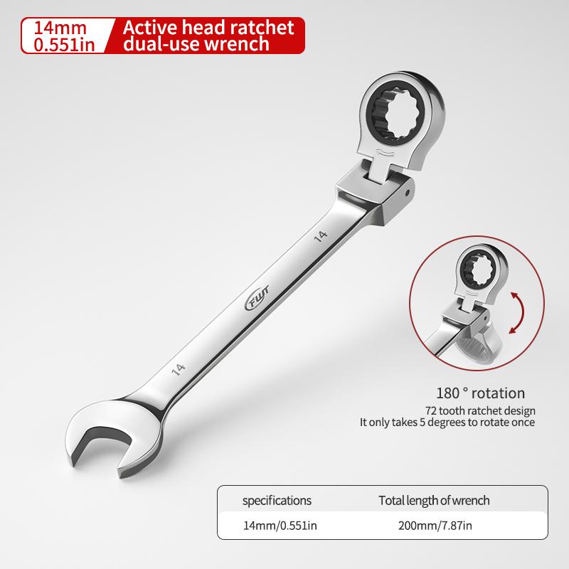 72-tooth ratchet combination wrench - plum open end wrench, 180° rotation, chrome vanadium steel, professional maintenance tool