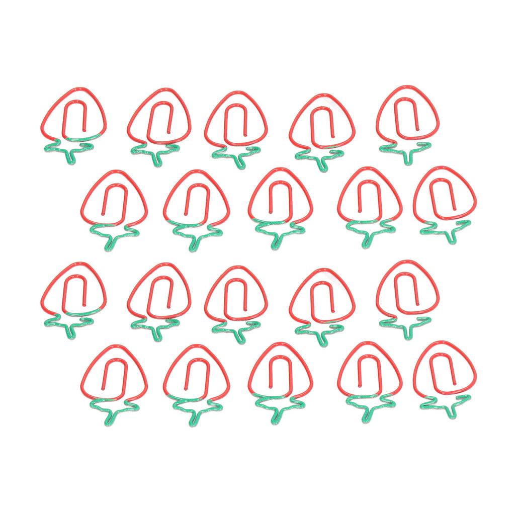 100Pcs Strawberry Paper Clips Electroplated Metal Strawberry Style Wide Application Cute Paper Clips