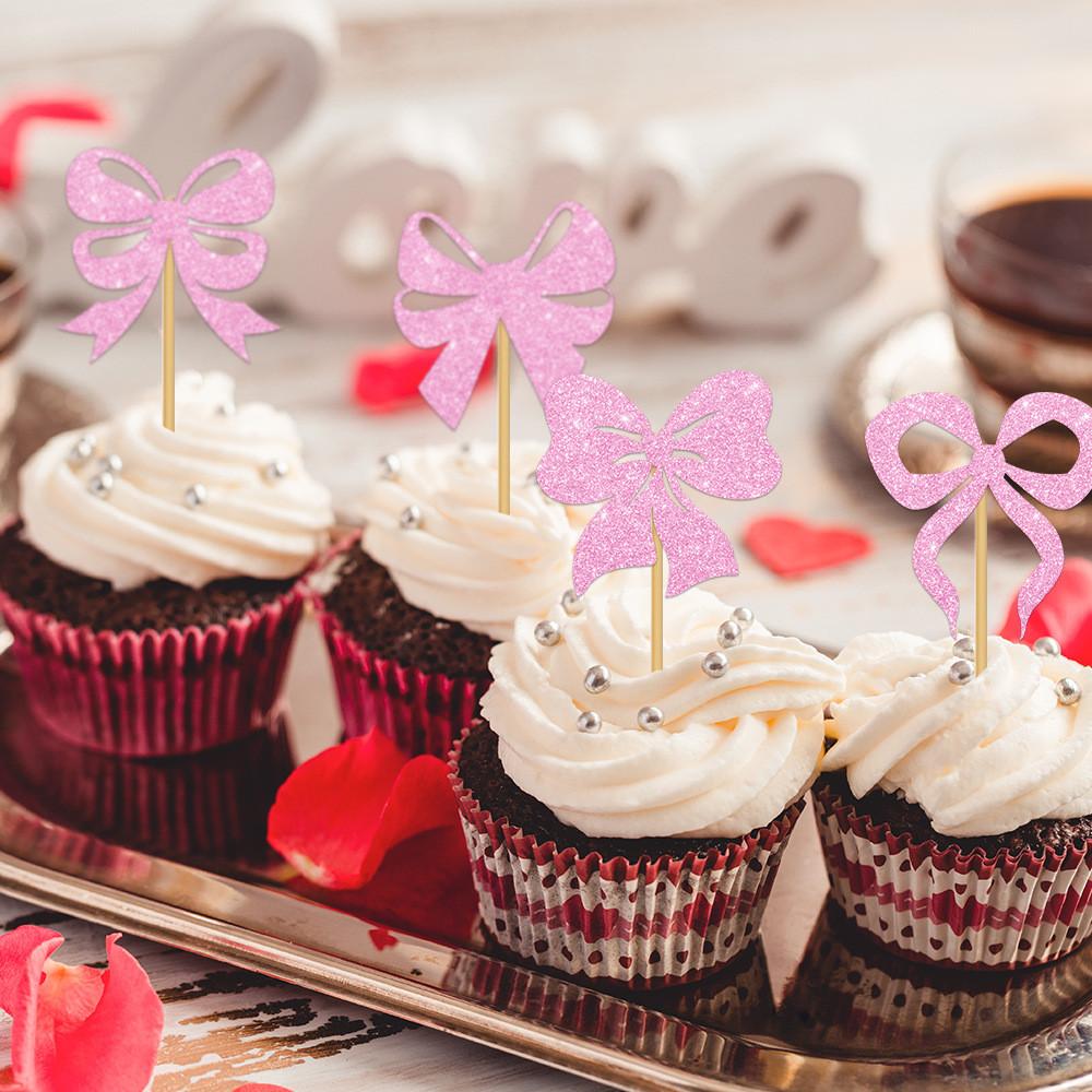 Birthday Bow Creative Sparkling Paper Flag Cake Decoration Plugin Party Props