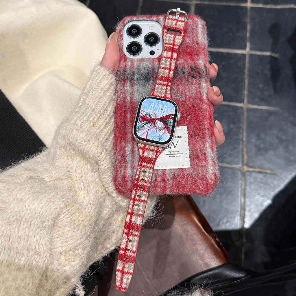 Pattern Design Wool Leather Strap for Apple Watch Series 11 10 42mm / 9 8 7 41mm / SE3 SE2 SE 6 5 4 40mm / 3 2 1 38mm Watch Band