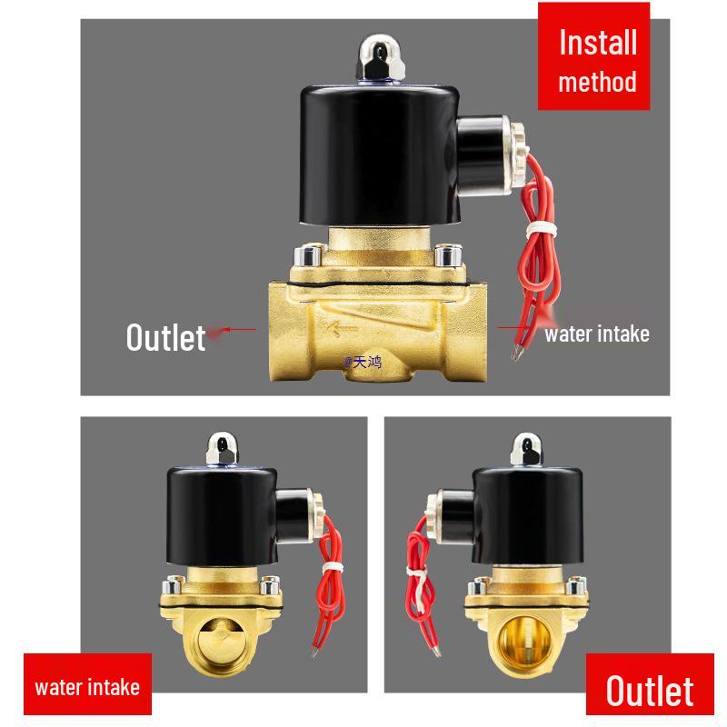 2x Normally Closed Solenoid Valve, 220V Water Valve, 24V 4-Point Inlet, 6-Pipe Electronic Control, Copper Shower Switch