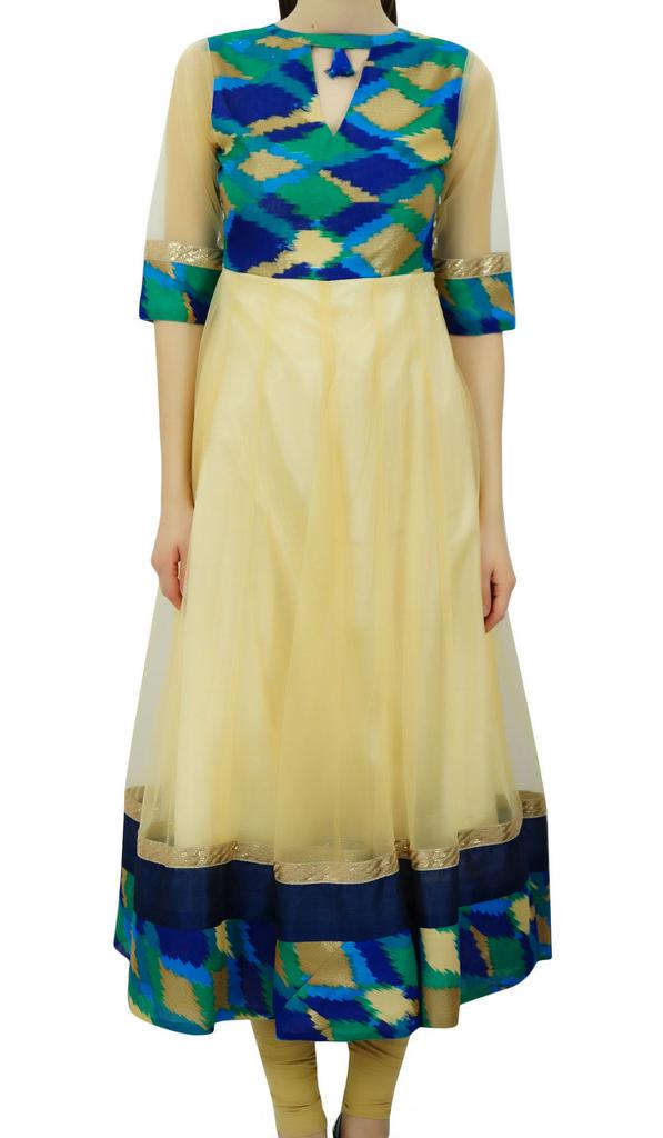 Atasi Women's Designer Beige Anarkali Salwar Suit Set Ethnic Casual Dress-10