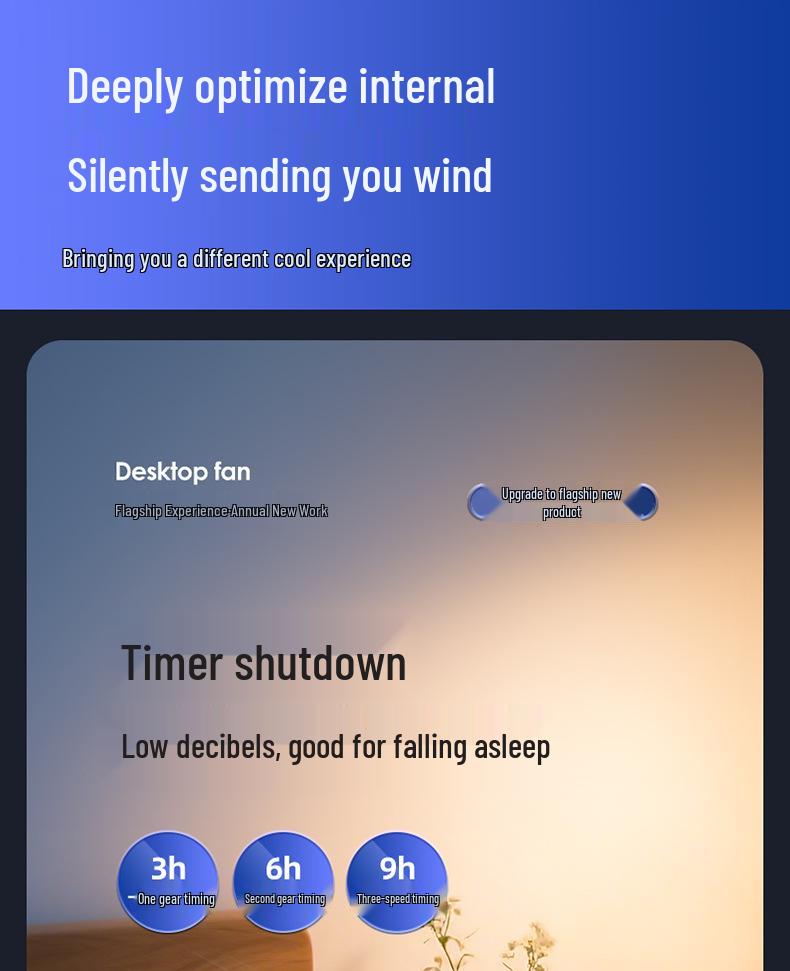USB Rechargeable Quiet Wall-Mounted Fan with Timer - Small, 100-Speed for Desktop, Office, or Students
