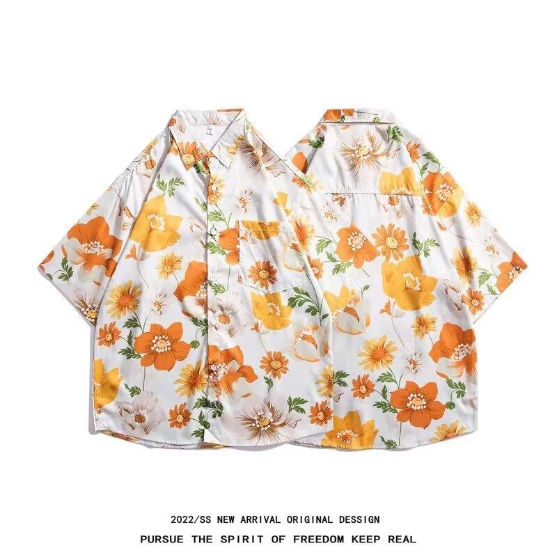 Men'S Retro Shirt, Men'S Summer Outfit, Student Loose Fit, Niche Design, Casual Men'S Top, Outerwear, Beach Top