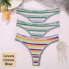 3 STK/sett Fargerike stripete bomull Dametruser Sexy G-String Undertøy Dame Pustende Thong Intimates Undertøy T-Back Truser