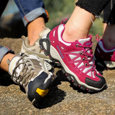 Autumn and Winter Leather Outdoor Shoes Men's Mesh Breathable Non-slip Couple Mountaineering Hiking Shoes Low-top Mountaineering Shoes