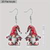 2D Flat 2pairs Red and Green Dwarf Acrylic Dangle Earrings, Perfect Gift for Women, Christmas Party Jewelry