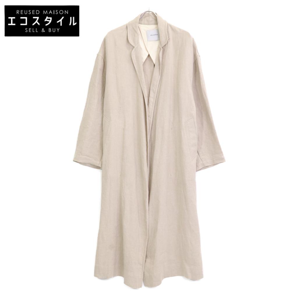 heliopole 12003032021HN Beige Linen Long Coat coat 38 beigeUsed