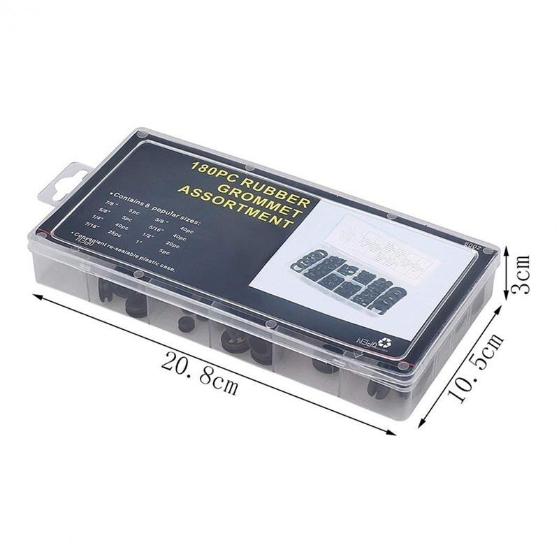 

180Pcs Gasket Kit Black Rubber Washer Seals Grommets Assortment Set High Quality Spare Parts Wiring Cable