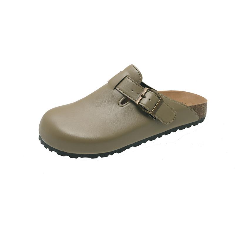 Women's New Birkenstock Half Slippers Baotou Temperament Soft Bottom Flat Bottom 2025 Comfortable Casual Spring Fashion Wear