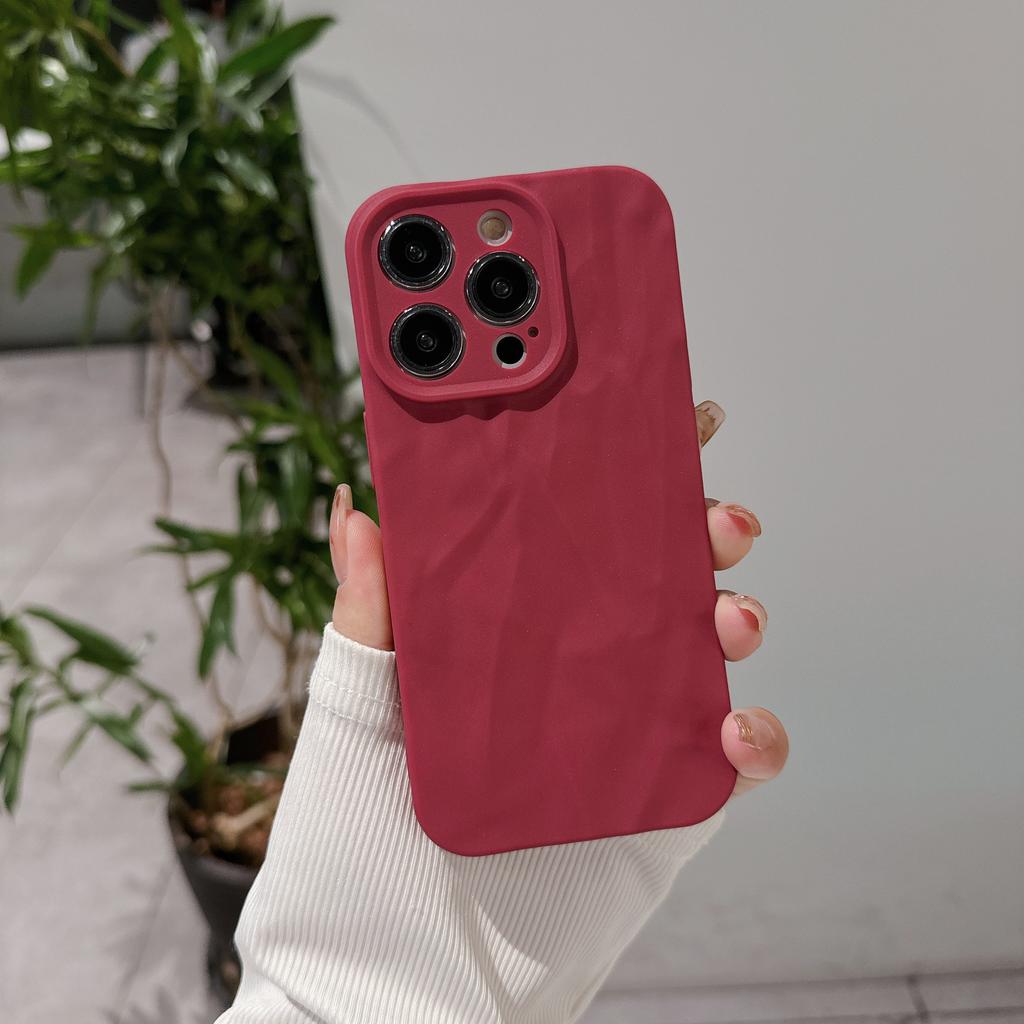 Apple Wrinkle 15 Mobile Phone Case Suitable for High-end Solid Color IPhone 16PROMAX Anti-fall Mobile Phone Protection Case