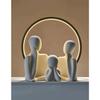 Couple Family Statue | Ceramic Thinker Sculpture | Home Decor Items for Living Room Show Piece | Table Artifact (White | Set of 3)