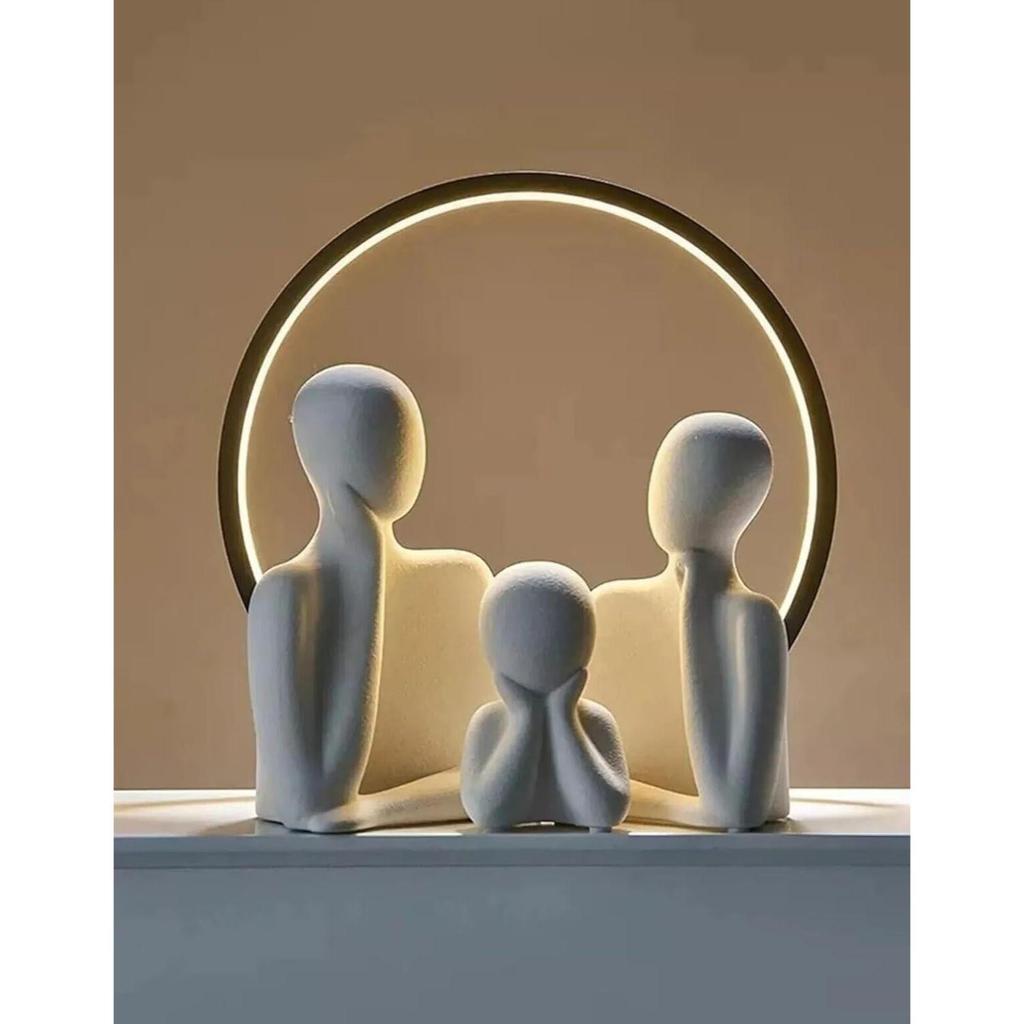 Couple Family Statue | Ceramic Thinker Sculpture | Home Decor Items for Living Room Show Piece | Table Artifact (White | Set of 3)