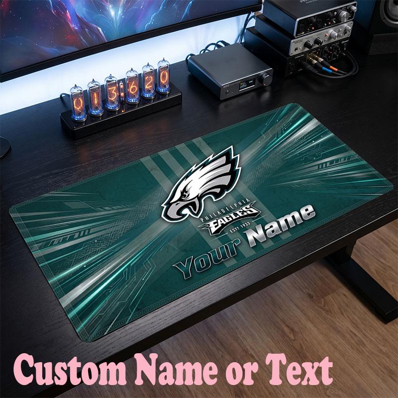 Philadelphia Eagles Benutzerdefinierter Name Text Mauspads, Große Schreibtisch-Mausmatte Personalisierte Home-Office-Geschenk