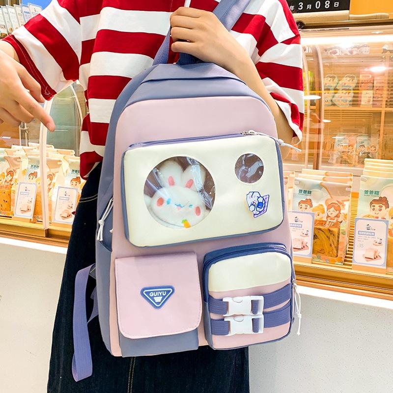 5-Piece Backpack Set Women's Large Capacity Student Schoolbag Travel Backpack for Girls