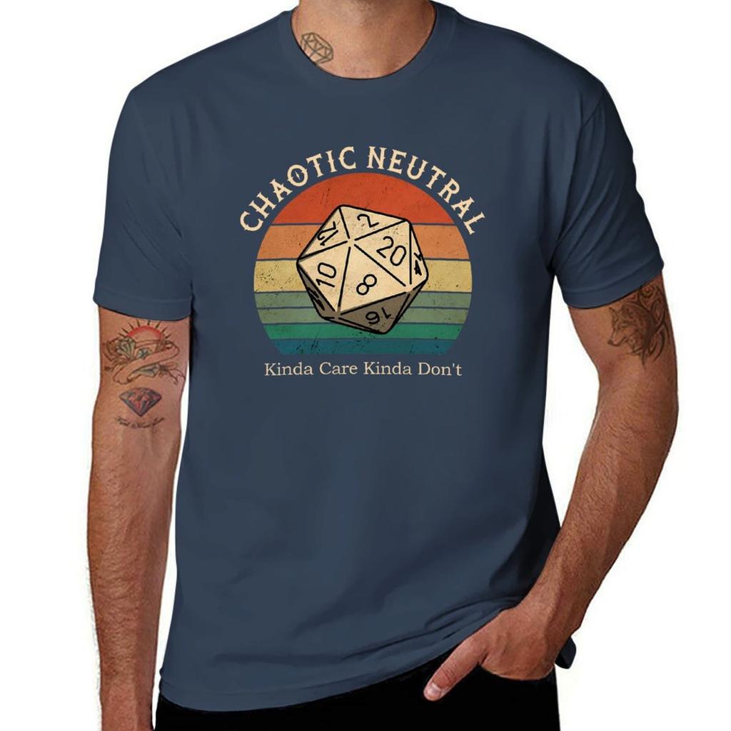 Chaotic Neutral Kinda Care Kinda Dont Vintage Tshirt High Elasticity Sports Tee Shirt